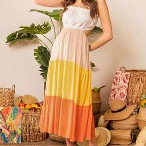 Colorblock Cut-Out Maxi Dress